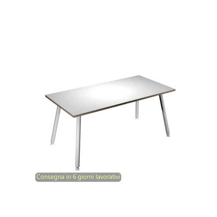 Scrivania piano bianco160x80xH.74,4 cm gamba metallo tubolare bianca linea Skinny Metal Artexport - 6403-DJA-3C-AN main product photo