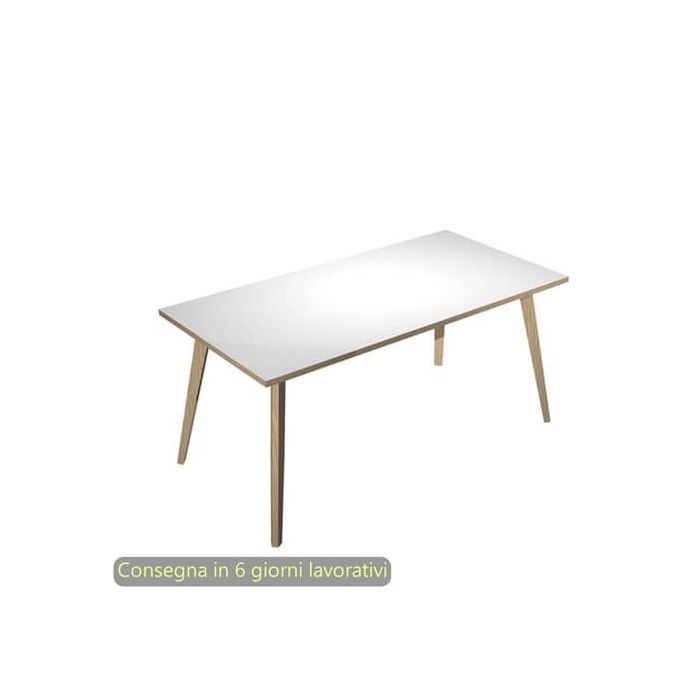 Scrivania piano bianco 160x80xH.74,4 cm gamba rastremata in legno rovere linea Woody Artexport - 6403-DKA-3C-AQ main product photo