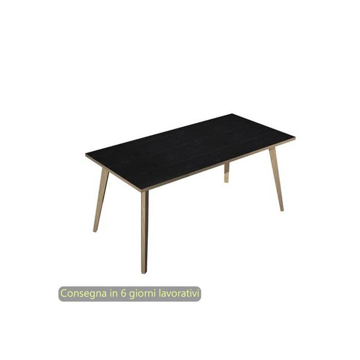 Scrivania piano nero venato frassino 160x80xH.74,4 cm gamba rastremata in legno rovere Woody - 6403-DKA-8C-AQ main product photo