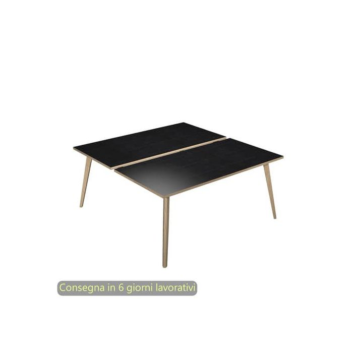 Scrivania bench nero venato frassino 120x80xH.74,4 cm gamba rastremata in legno rovere Woody - 6404B-DKA-8C-AQ main product photo