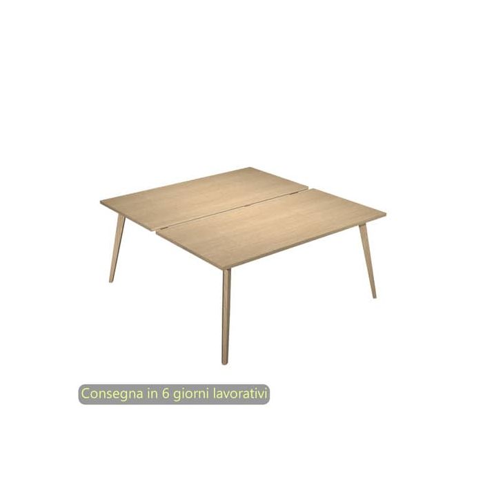 Scrivania bench doppia piano rovere 120x80xH.74,4 cm gamba rastremata in legno rovere Woody - 6404B-DKA-C-AQ main product photo
