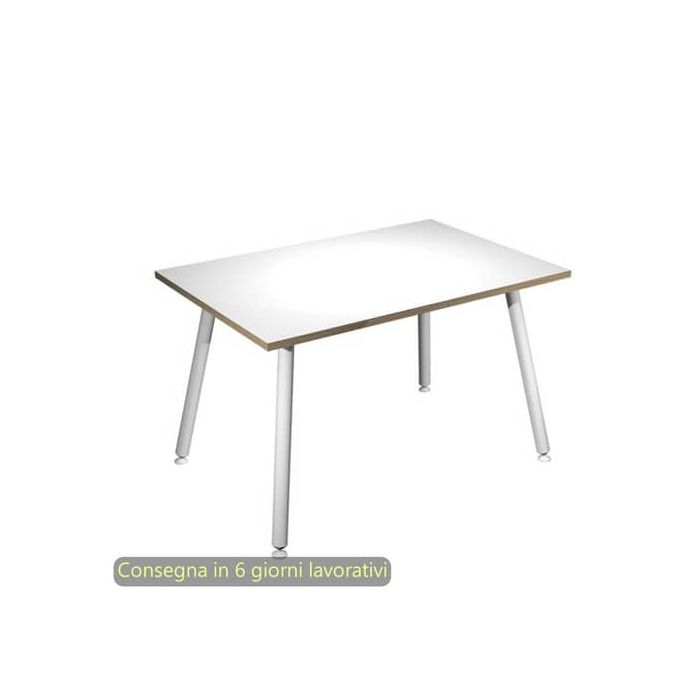 Scrivania piano bianco120x80xH.74,4 cm gamba metallo tubolare bianca linea Skinny Metal Artexport - 6404-DJA-3C-AN main product photo