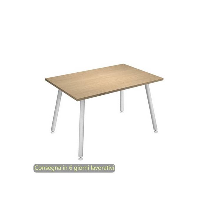 Scrivania piano rovere 120x80xH.74,4 cm gamba metallo tubolare bianca linea Skinny Metal Artexport - 6404-DJA-C-AN main product photo