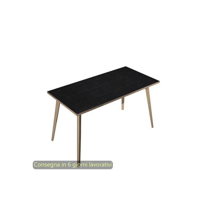Scrivania piano nero venato frassino 120x80xH.74,4 cm gamba rastremata in legno rovere Woody - 6404-DKA-8C-AQ main product photo
