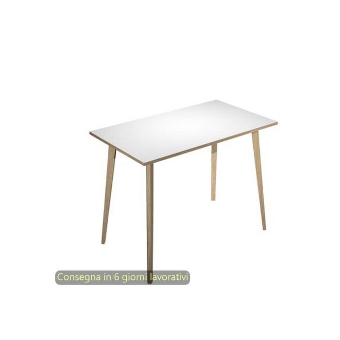 Tavolo alto Woody 120x80xH.105 cm con gambe rovere Artexport piano bianco 6404-DKC-3C-AQ main product photo