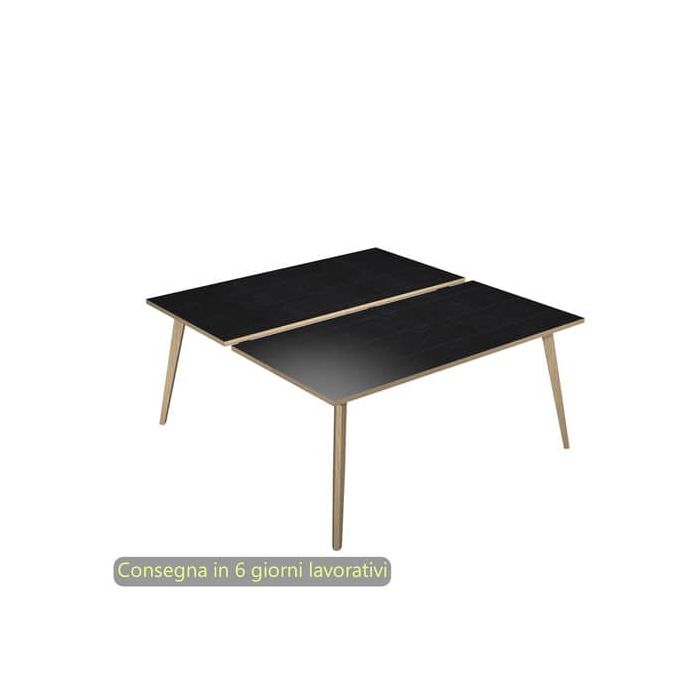Scrivania bench nero venato frassino 180x80xH.74,4 cm gamba rastremata in legno rovere Woody - 6405B-DKA-8C-AQ main product photo