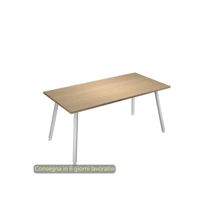 Scrivania piano rovere180x80xH.74,4 cm gamba metallo tubolare bianca linea Skinny Metal Artexport - 6405-DJA-C-AN main product photo