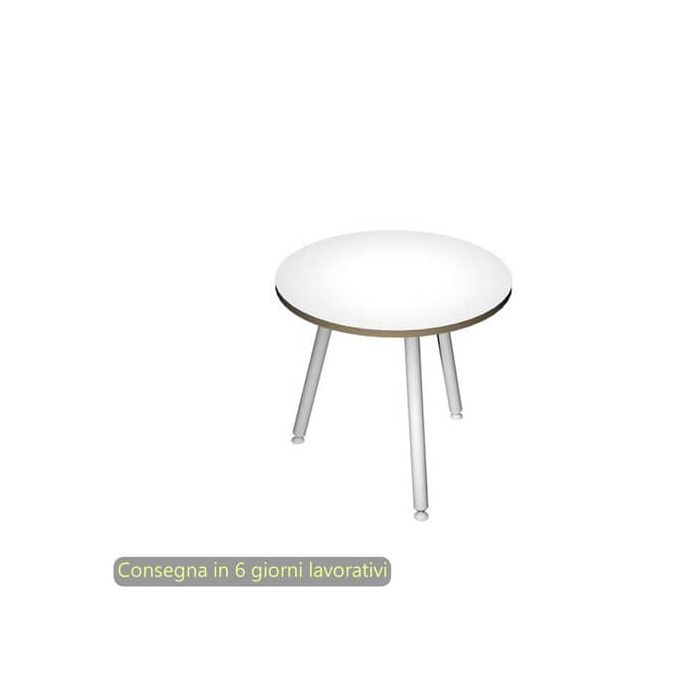 Tavolo riunione rotondo Skinny Metal ø80xH.74,4 cm con 3 gambe met. bianche Artexport piano bianco - 6408-DJA-3C-AN main product photo