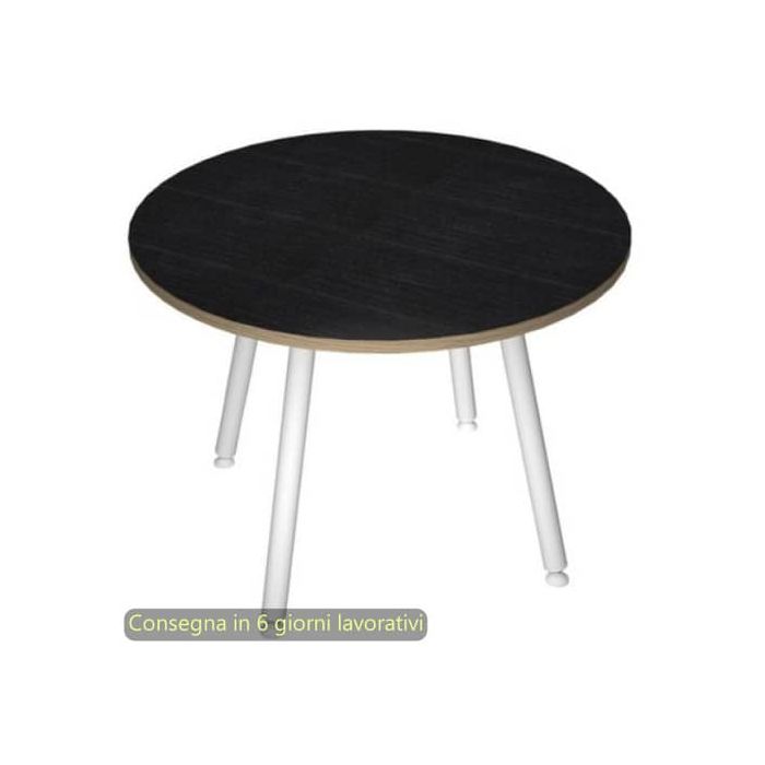 Tavolo riunione rotondo Skinny Metal ø100xH.74,4 cm con 3 gambe met. bianche Artexport piano nero - 6410-DJA-8C-AN main product photo