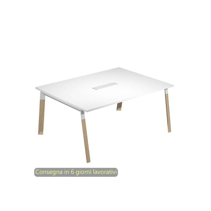 Tavolo riunioni con top access Bridge 160x120xH.72,5 cm gambe met. bianche Artexport piano bianco - SOL-TR/3-AM main product photo