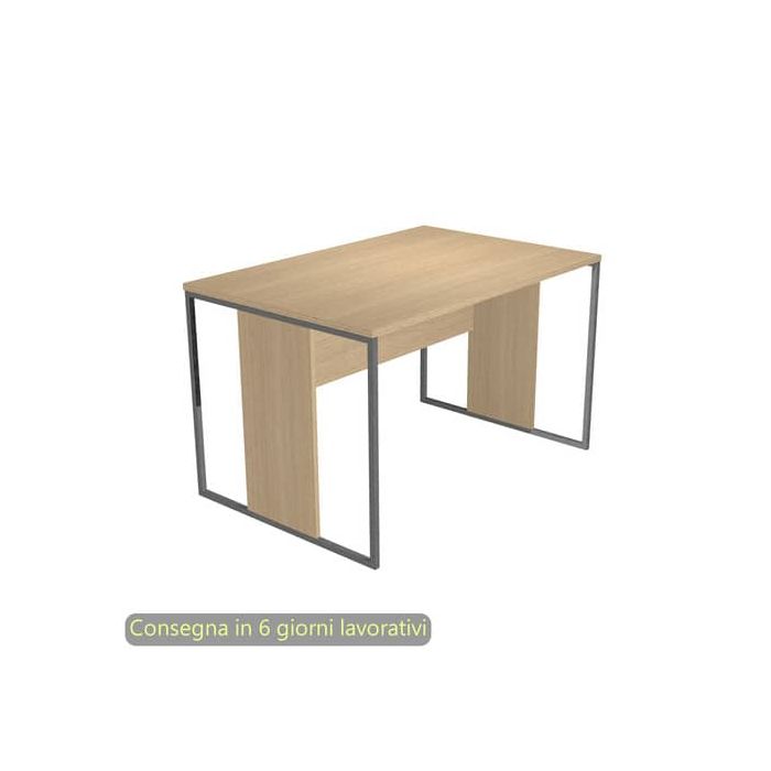 Scrivania piano rovere 120x80xH.74,4 cm gamba a pannello con anello in metallo antracite Blade Artexport - 414-C-AF main product photo