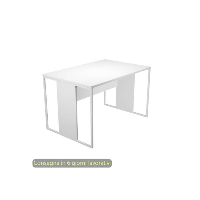 Scrivania piano bianco 120x80xH.74,4 cm gamba a pannello con anello in metallo bianco linea Blade Artexport - 414-3-AN main product photo