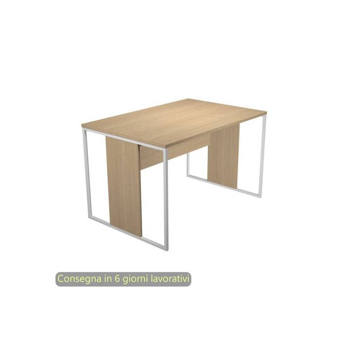 Scrivania piano rovere 120x80xH.74,4 cm gamba a pannello con anello in metallo bianco linea Blade Artexport - 414-C-AN main product photo
