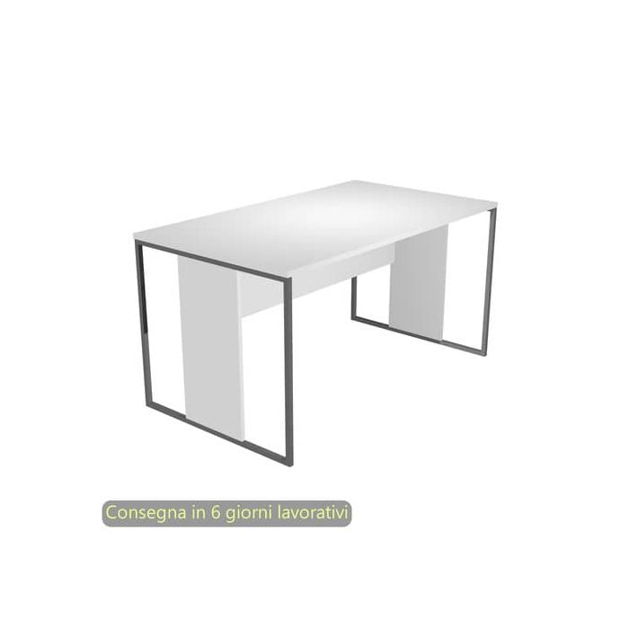 Scrivania piano bianco 140x80xH.74,4 cm gamba a pannello con anello in metallo antracite Blade Artexport - 412-3-AF main product photo