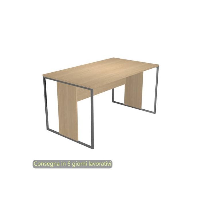 Scrivania piano rovere 140x80xH.74,4 cm gamba a pannello con anello in metallo antracite Blade Artexport - 412-C-AF main product photo