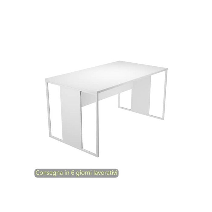 Scrivania piano bianco 140x80xH.74,4 cm gamba a pannello con anello in metallo bianco linea Blade Artexport - 412-3-AN main product photo