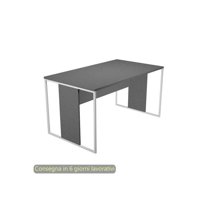 Scrivania piano antracite 140x80x74,4 cm gamba a pannello con anello in metallo bianco linea Blade Artexport - 412-T-AN main product photo