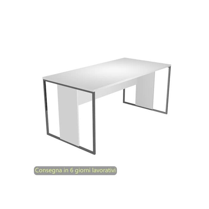 Scrivania piano bianco 160x80xH.74,4 cm gamba a pannello con anello in metallo antracite Blade Artexport - 413-3-AF main product photo