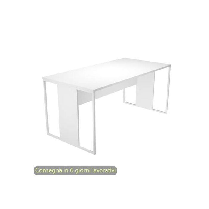 Scrivania piano bianco 160x80xH.74,4 cm gamba a pannello con anello in metallo bianco linea Blade Artexport - 413-3-AN main product photo