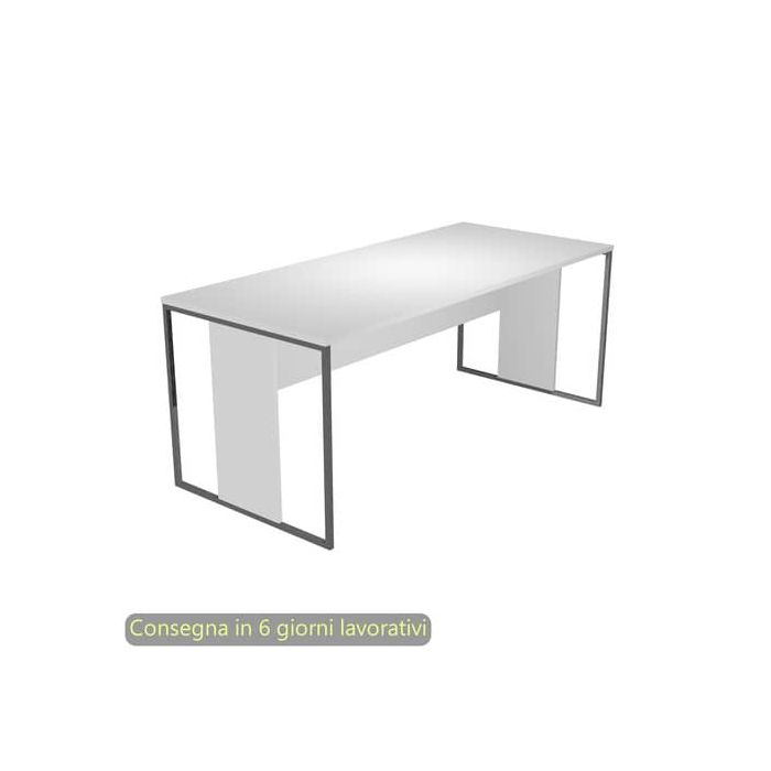 Scrivania piano bianco 180x80xH.74,4 cm gamba a pannello con anello in metallo antracite Blade Artexport - 415-3-AF main product photo