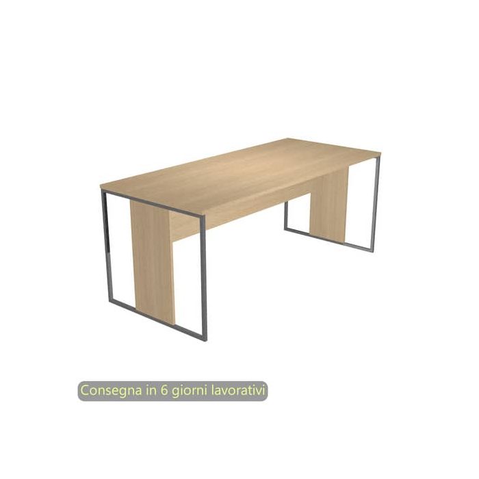 Scrivania piano rovere 180x80xH.74,4 cm gamba a pannello con anello in metallo antracite Blade Artexport - 415-C-AF main product photo