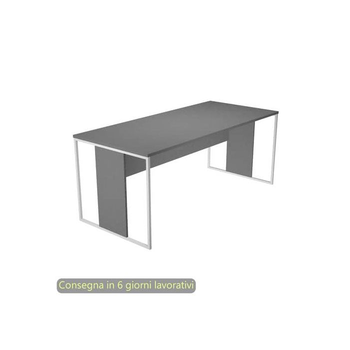 Scrivania piano antracite 180x80x74,4 cm gamba a pannello con anello in metallo bianco linea Blade Artexport - 415-T-AN main product photo