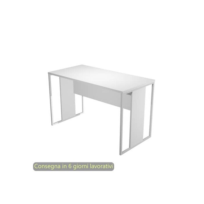 Scrivania piano bianco 120x60xH.74,4 cm gamba a pannello con anello in metallo bianco linea Blade Artexport - 484-3-AN main product photo
