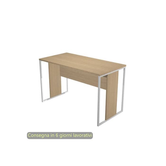 Scrivania piano rovere 120x60xH.74,4 cm gamba a pannello con anello in metallo bianco linea Blade Artexport - 484-C-AN main product photo