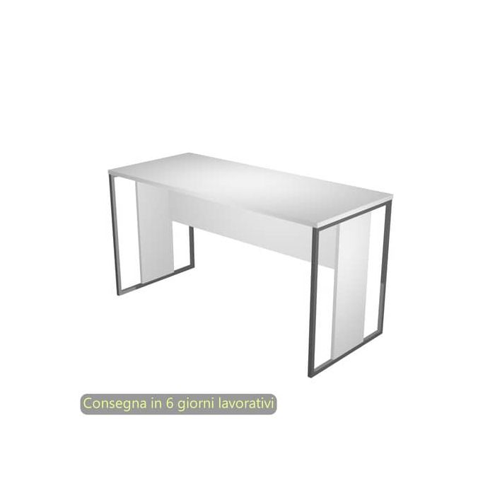 Scrivania piano bianco 140x60xH.74,4 cm gamba a pannello con anello in metallo antracite Blade Artexport - 482-3-AF main product photo