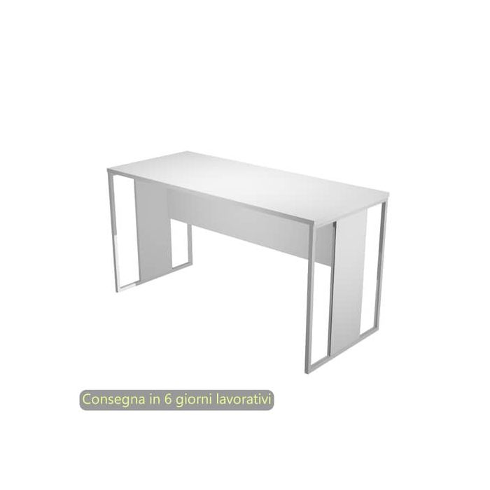 Scrivania piano bianco 140x60xH.74,4 cm gamba a pannello con anello in metallo bianco linea Blade Artexport - 482-3-AN main product photo