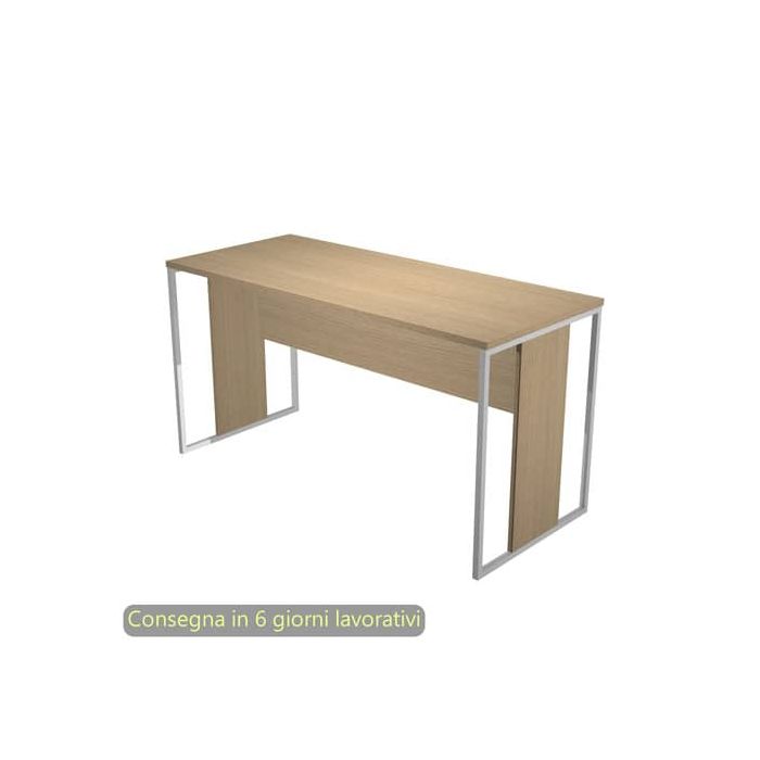 Scrivania piano rovere 140x60xH.74,4 cm gamba a pannello con anello in metallo bianco linea Blade Artexport - 482-C-AN main product photo