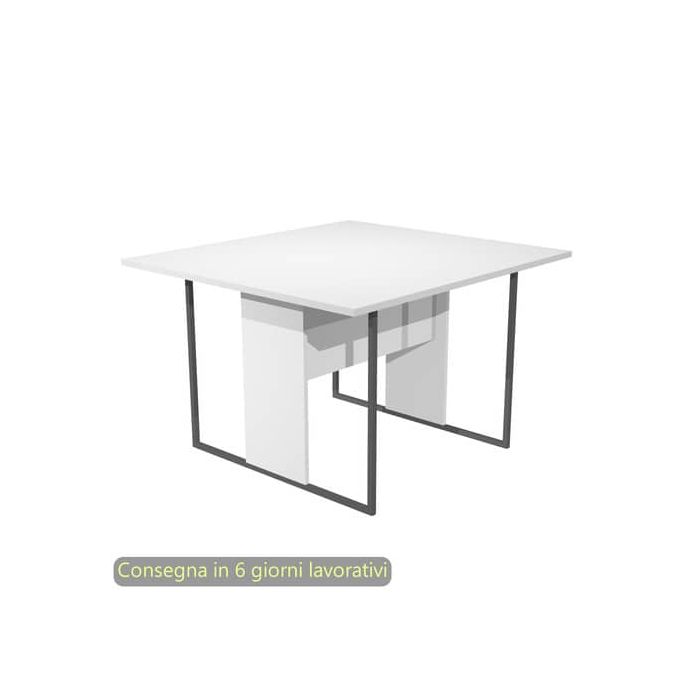 Tavolo riunioni 120x110xH.74,4 cm struttura metallo antracite Blade Artexport piano bianco - 424-3-AF main product photo
