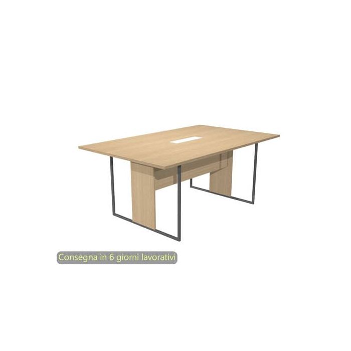 Tavolo riunioni con top access bianco 180x110xH.74,4 cm strut. met. antracite Blade Artexport piano rovere - 425-TOP-C-AF-EA main product photo