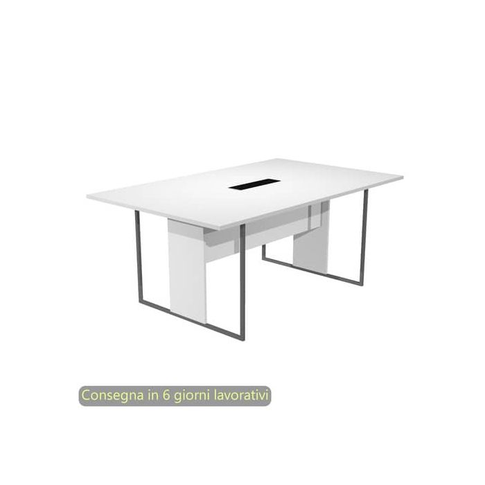Tavolo riunioni con top access nero 180x110xH.74,4 cm strut. met. antracite Blade Artexport piano bianco - 425-TOP-3-AF-FC main product photo