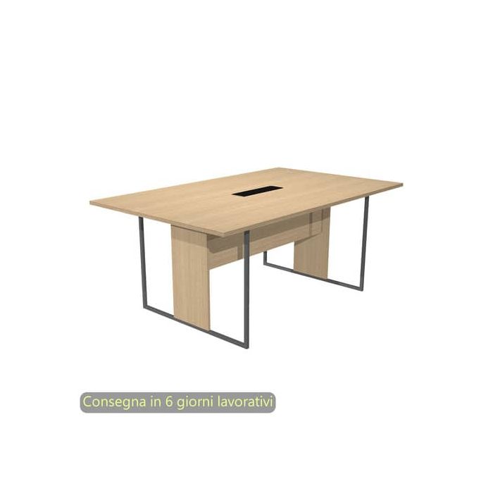 Tavolo riunioni con top access nero 180x110xH.74,4 cm strut. met. antracite Blade Artexport piano rovere - 425-TOP-C-AF-FC main product photo