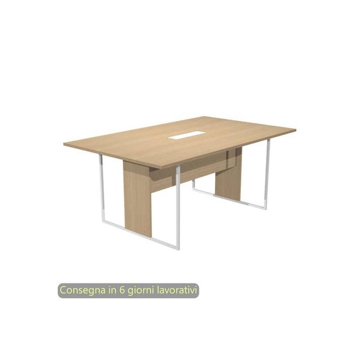 Tavolo riunioni con top access bianco 180x110xH.74,4 cm strut. metallo bianco Blade Artexport piano rovere - 425-TOP-C-AN-EA main product photo
