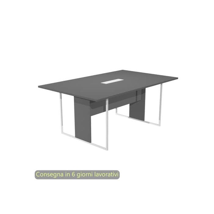 Tavolo riunioni con top access bianco 180x110xH.74,4 cm strut. metallo bianco Blade Artexport piano antracite - 425-TOP-T-AN-EA main product photo
