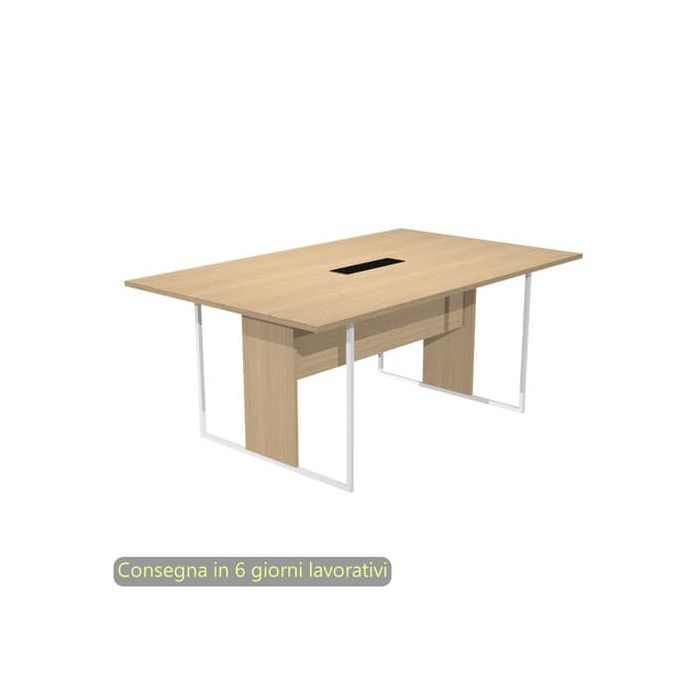 Tavolo riunioni con top access nero 180x110xH.74,4 cm strut. metallo bianco Blade Artexport piano rovere - 425-TOP-C-AN-FC main product photo