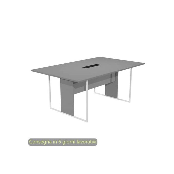 Tavolo riunioni con top access nero 180x110xH.74,4 cm strut. metallo bianco Blade Artexport piano antracite - 425-TOP-T-AN-FC main product photo