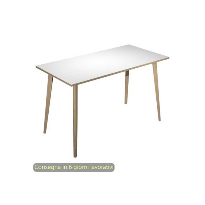 Tavolo alto Woody 180x80xH.105 cm con gambe rovere Artexport piano bianco 6405-DKC-3C-AQ main product photo