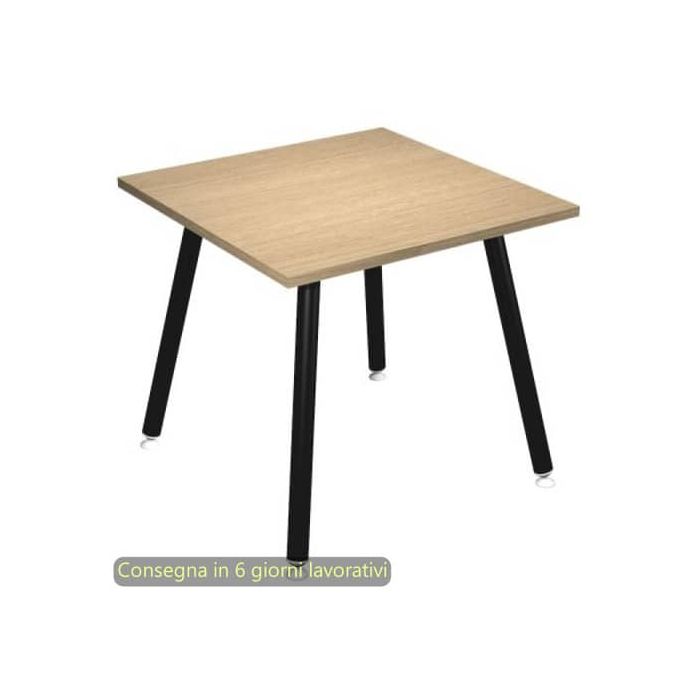Scrivania piano rovere 80x80xH.74,4 cm gamba metallo tubolare nero opaco linea Skinny Metal Artexport - 6401-DJA-C-AQ main product photo