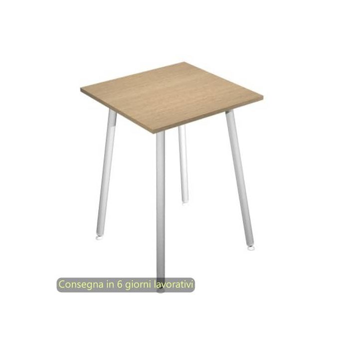 Tavolo alto Skinny Metal 80x80xH.105 cm con gambe met. bianche Artexport piano rovere - 6401-DJC-C-AN main product photo