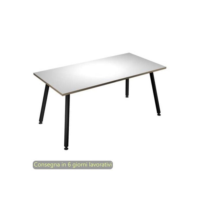 Scrivania piano bianco 140x80xH.74,4 cm gamba metallo tubolare nero opaco linea Skinny Metal Artexport - 6402-DJA-3C-AQ main product photo