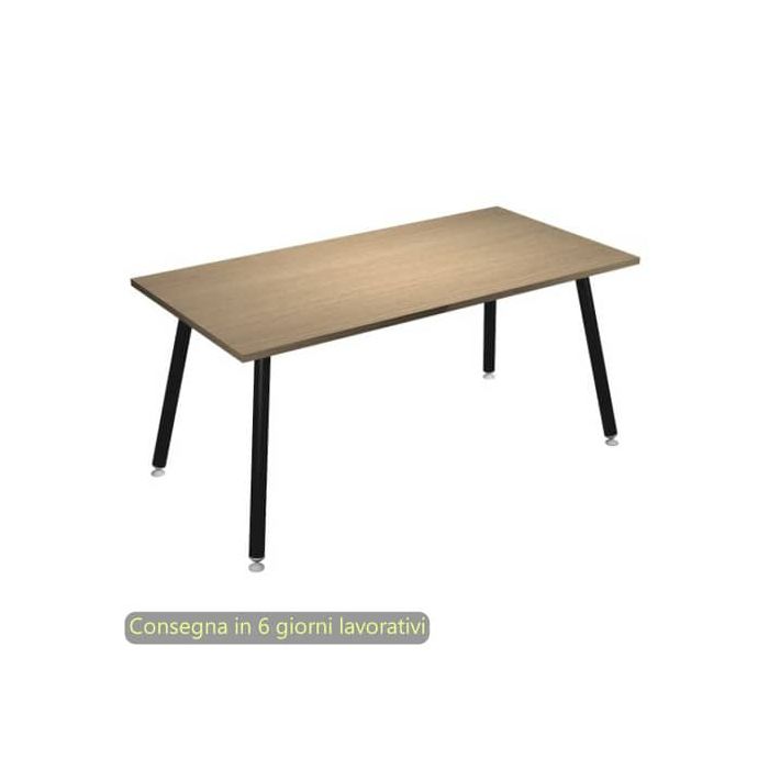 Scrivania piano rovere 160x80xH.74,4 cm gamba metallo tubolare nero opaco linea Skinny Metal Artexport - 6403-DJA-C-AQ main product photo