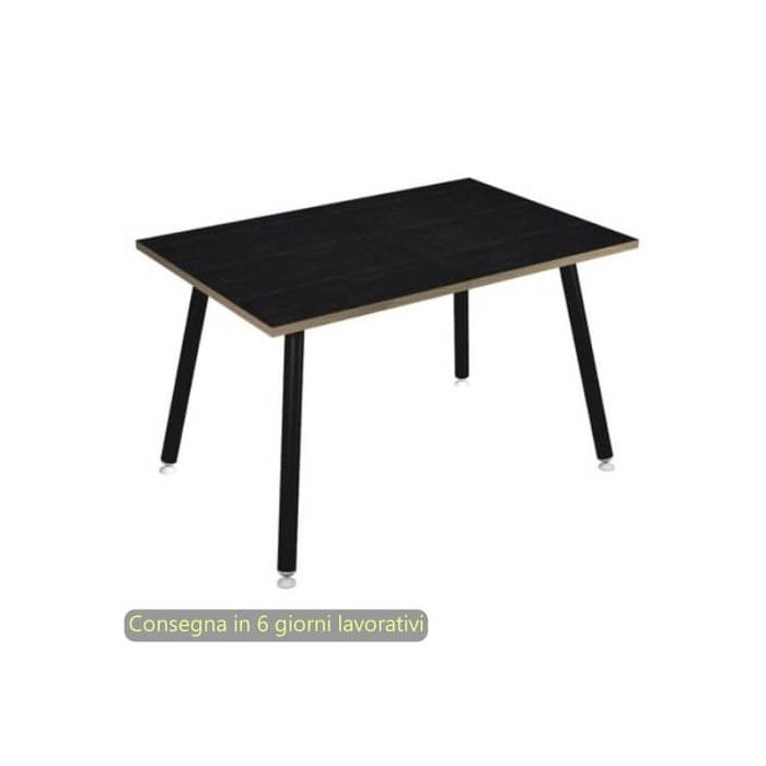 Scrivania piano nero venato frassino 120x80xH.74,4 cm gamba metallo tubolare nero opaco Skinny Metal - 6404-DJA-8C-AQ main product photo