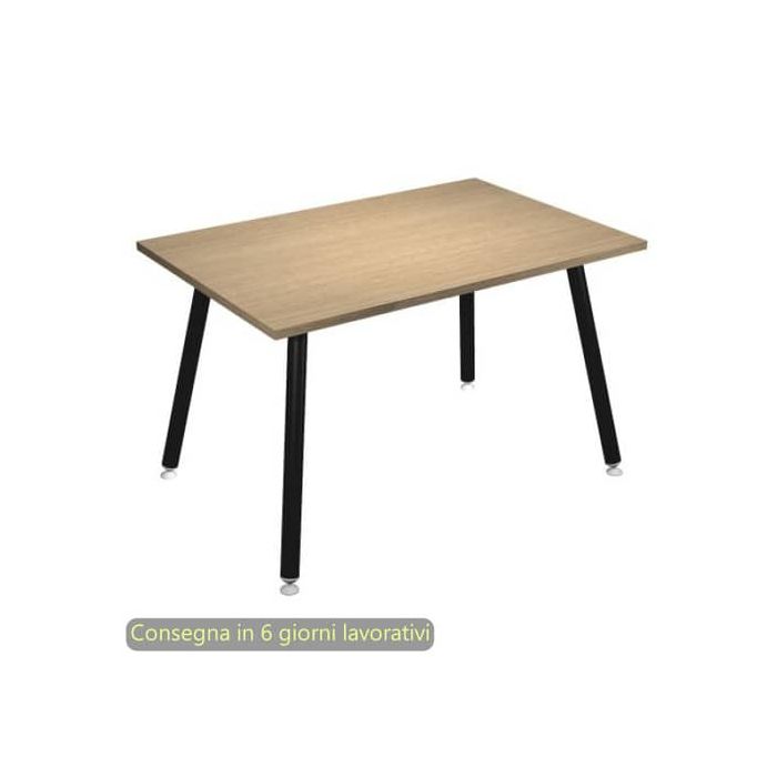 Scrivania piano rovere 120x80xH.74,4 cm gamba metallo tubolare nero opaco linea Skinny Metal Artexport - 6404-DJA-C-AQ main product photo