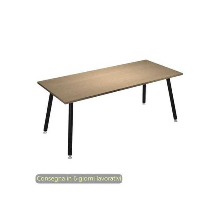Scrivania piano rovere 180x80xH.74,4 cm gamba metallo tubolare nero opaco linea Skinny Metal Artexport - 6405-DJA-C-AQ main product photo