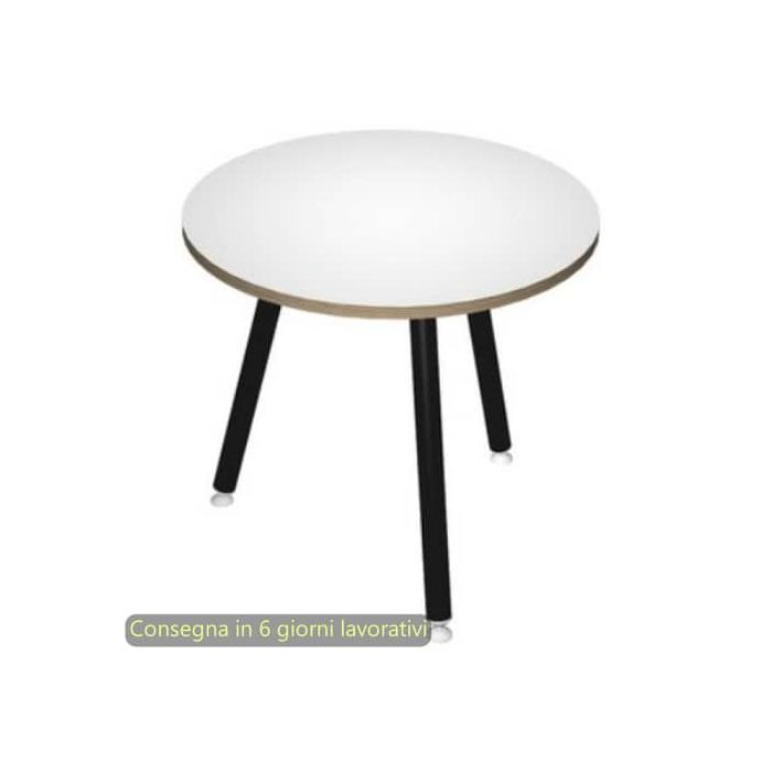 Tavolo rotondo Skinny Metal ø80xH.74,4 cm con gambe met. nere Artexport piano bianco - 6408-DJA-3C-AQ main product photo