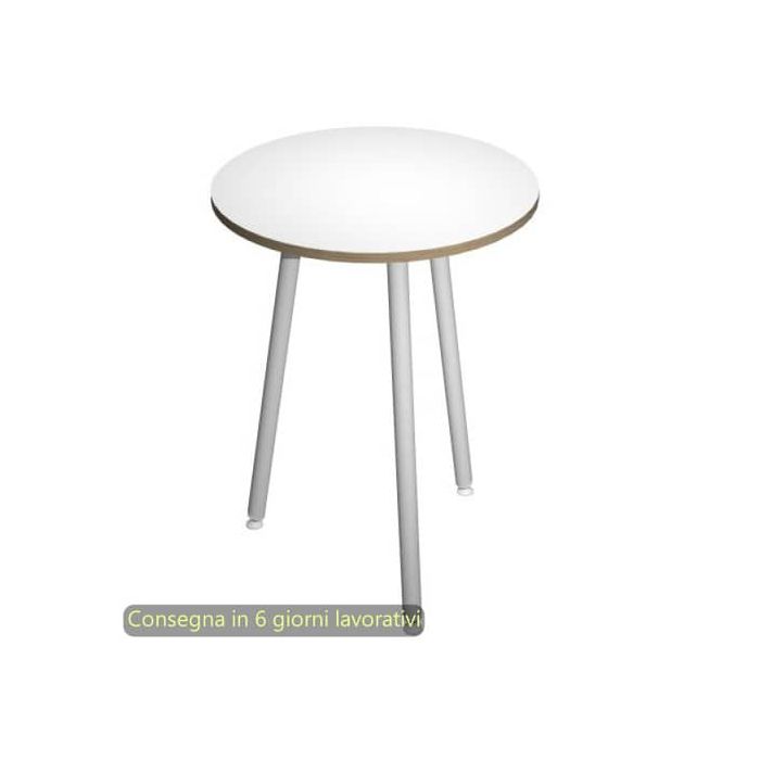 Tavolo rotondo Skinny Metal ø80xH.74,4 cm con gambe met. bianche Artexport piano bianco - 6408-DJD-3C-AN main product photo