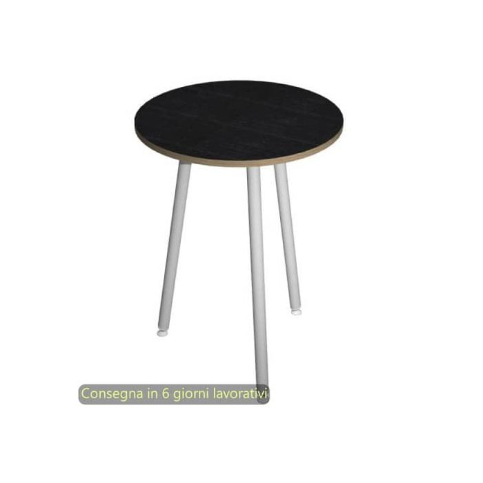 Tavolo rotondo Skinny Metal ø80xH.74,4 cm con gambe met. bianche Artexport piano nero - 6408-DJD-8C-AN main product photo